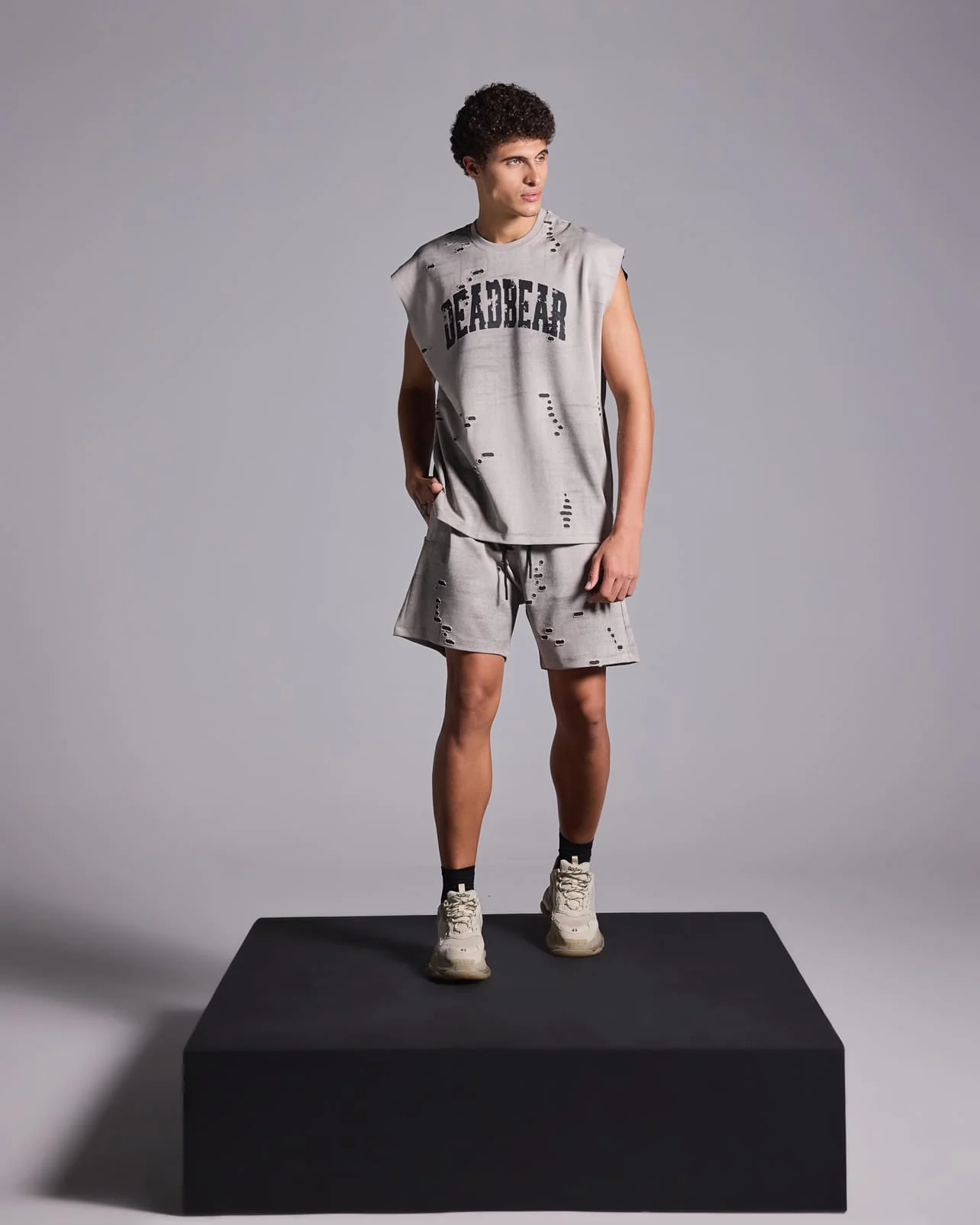 Distressed Washed Grey Shorts - Image 11