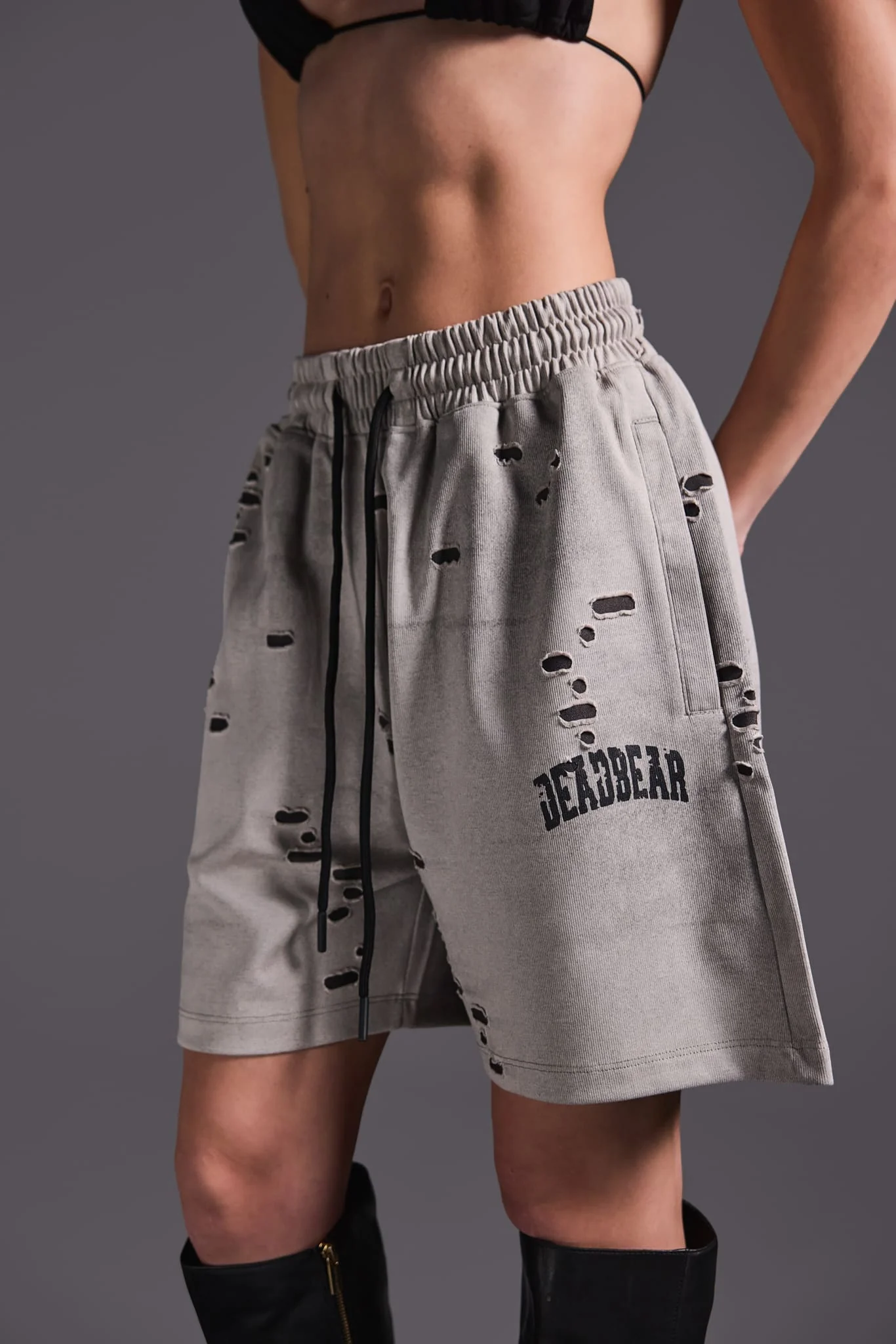 Distressed Washed Grey Shorts - Image 9