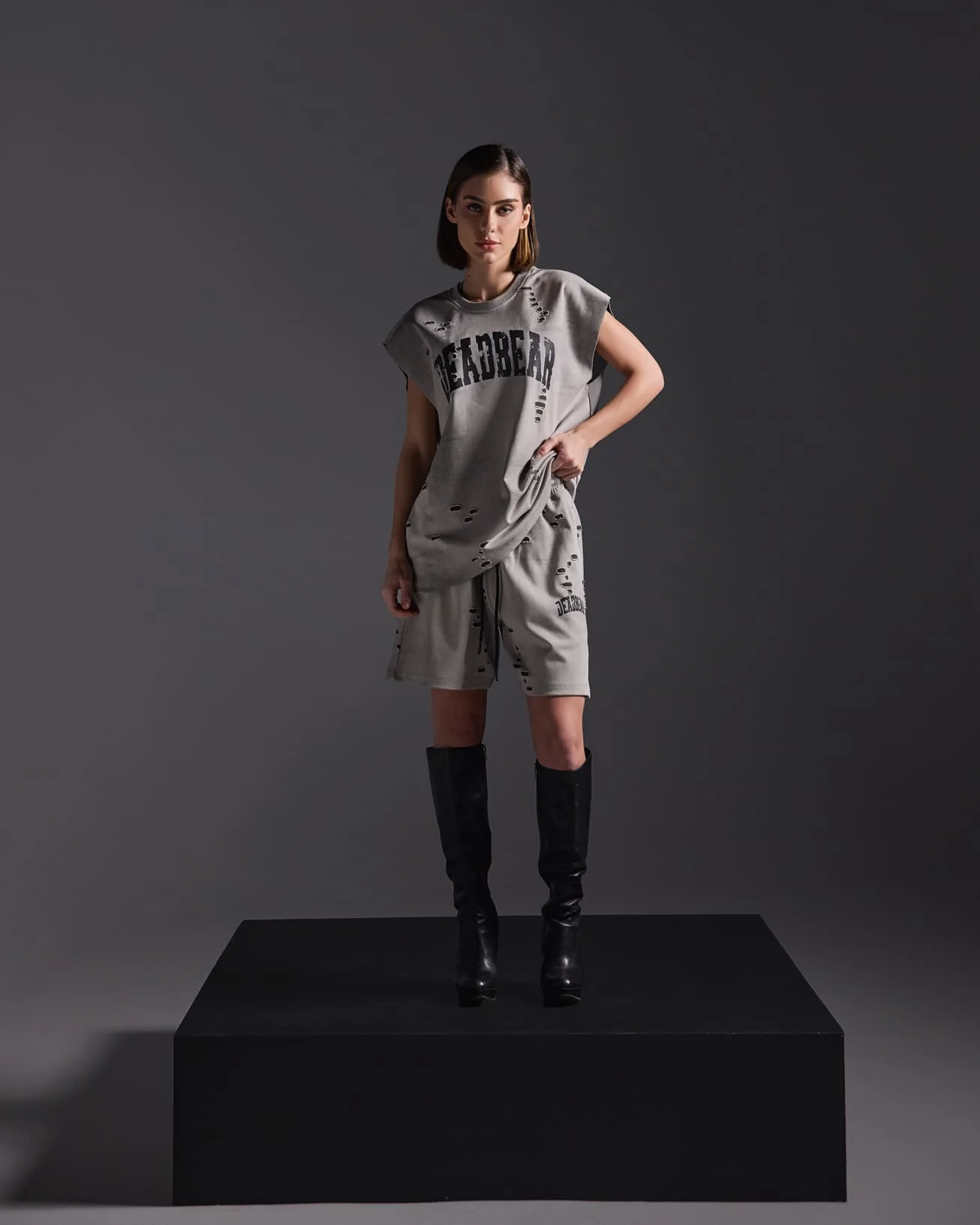 Distressed Washed Grey Tank - Image 6