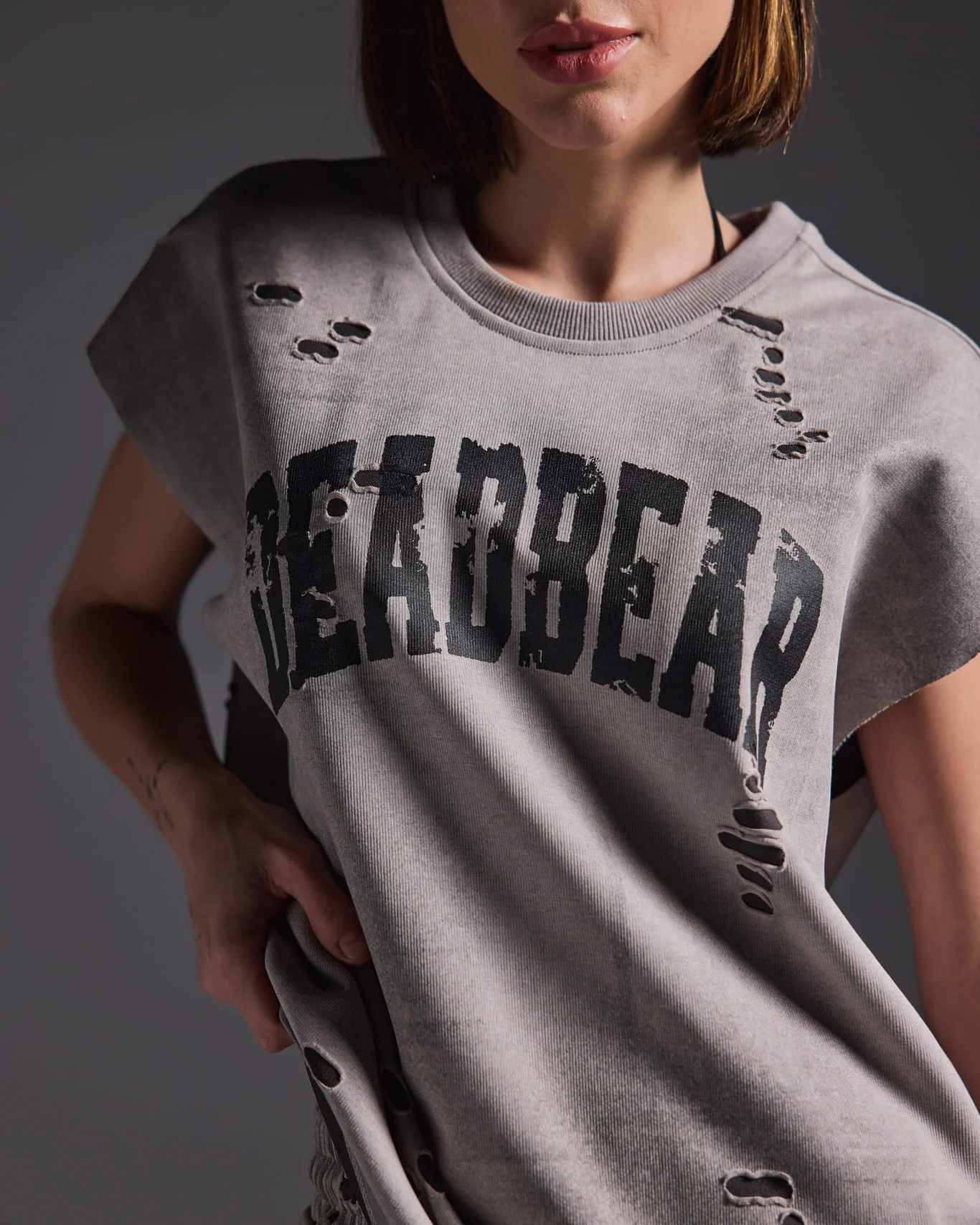 Distressed Washed Grey Tank - Image 9