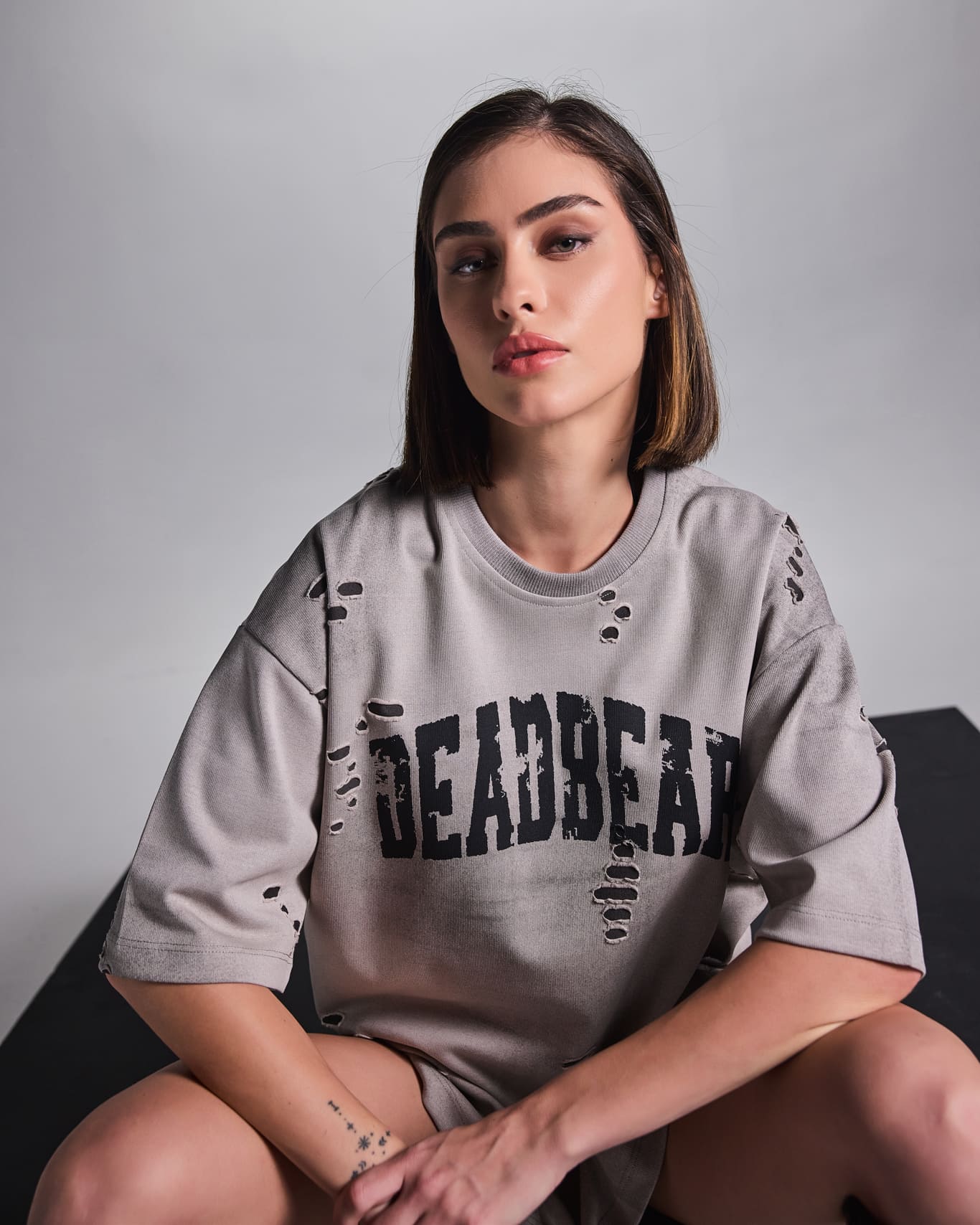 Distressed Washed Grey Tee - Image 4
