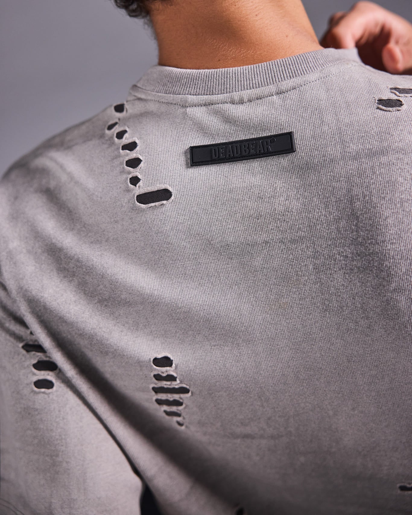 Distressed Washed Grey Tee - Image 7