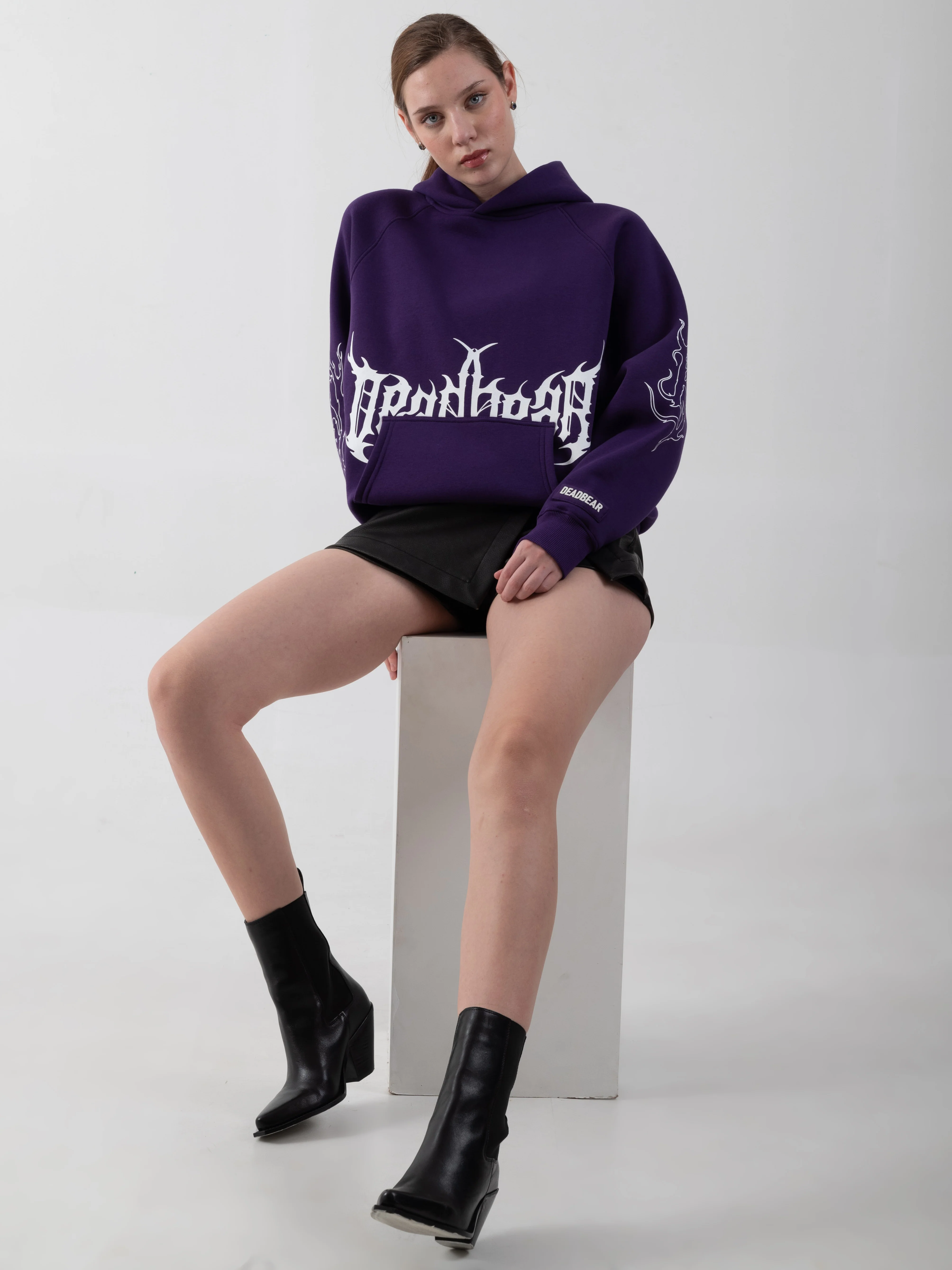 Flames Hoodie Purple - Image 3