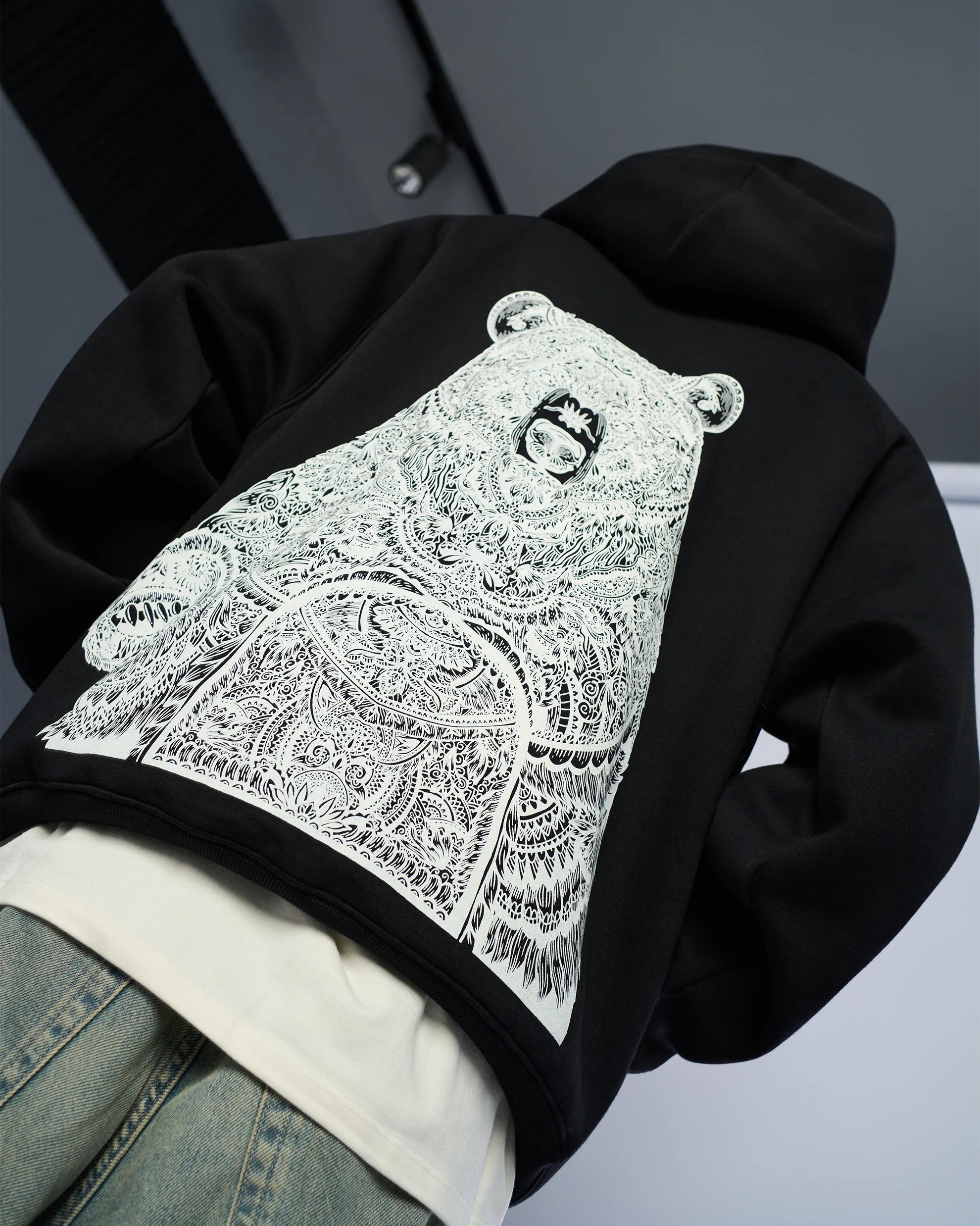 Mandala Hoodie Black - Image 9